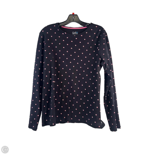 Top Long Sleeve Basic By Croft And Barrow In Black & Pink, Size: M