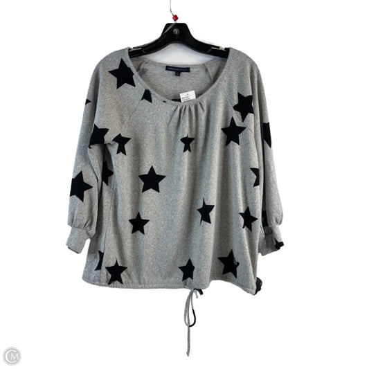 Top 3/4 Sleeve By Adrienne Vittadini In Black & Silver, Size: S