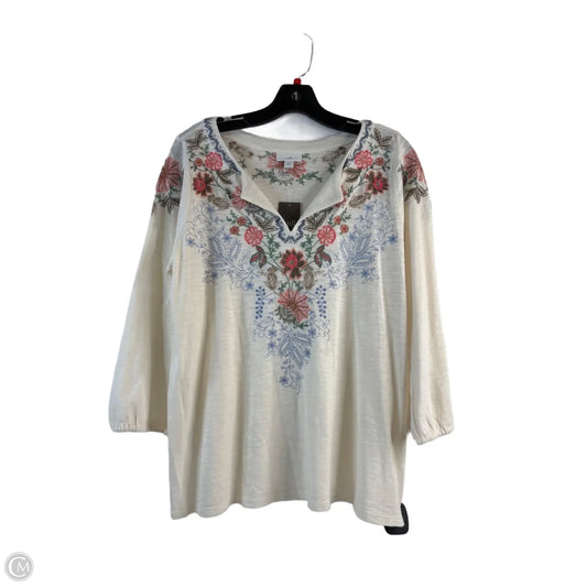 Top Long Sleeve By Lands End In Black & Cream, Size: Xs