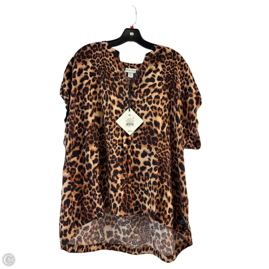 Top Short Sleeve By Ava & Viv In Leopard Print, Size: Xxl
