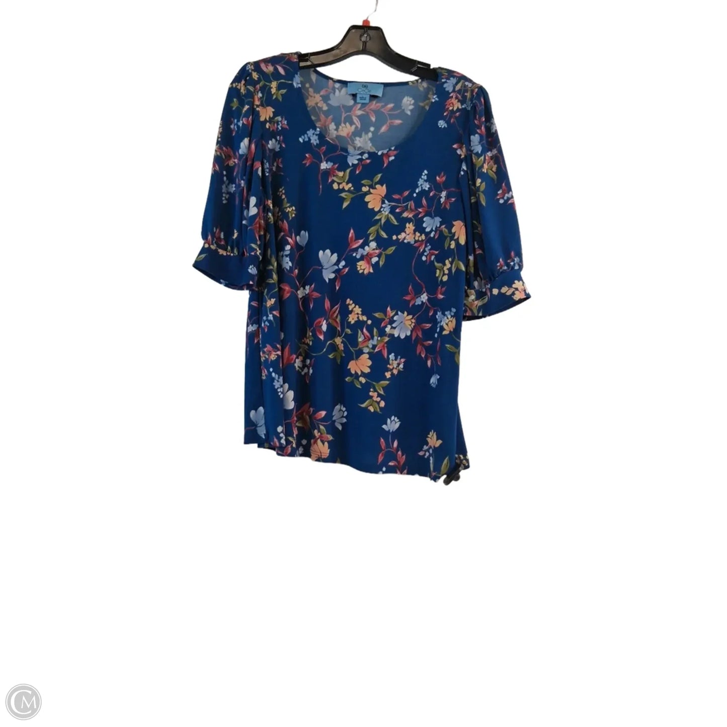 Top Short Sleeve Basic By Cece In Blue & Orange, Size: L