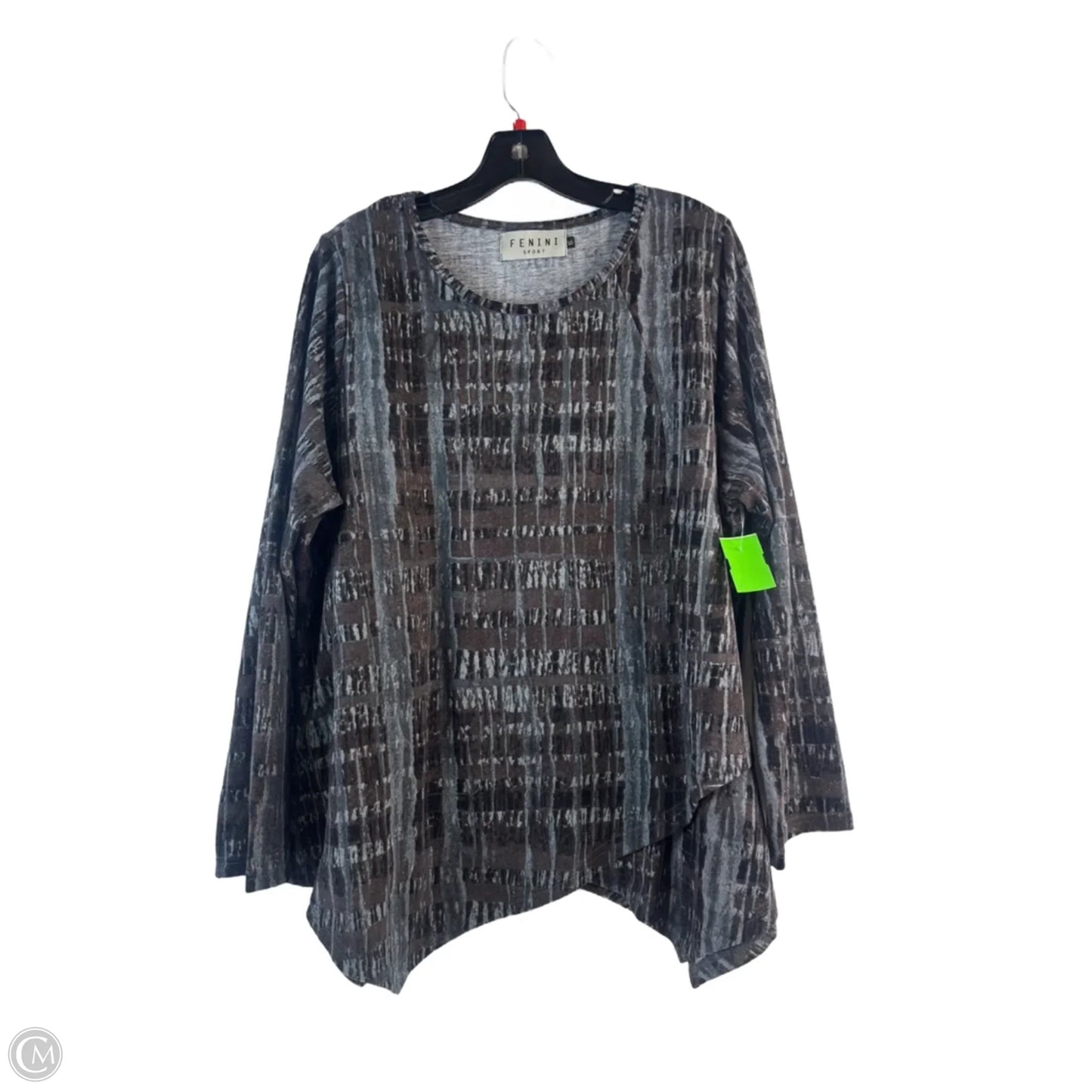 Top Long Sleeve By Fenini In Brown & Grey, Size: Xl
