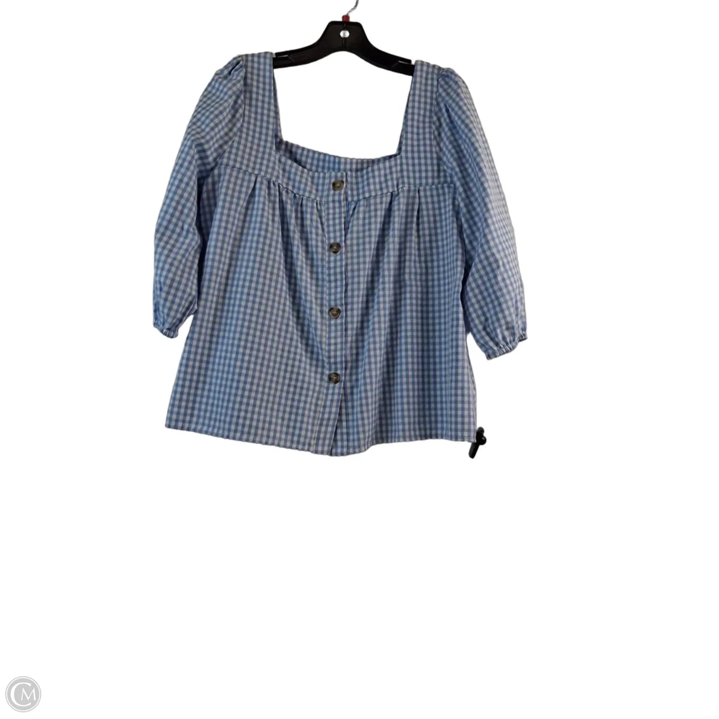 Top Short Sleeve By Sunny Leigh In Checkered Pattern, Size: L