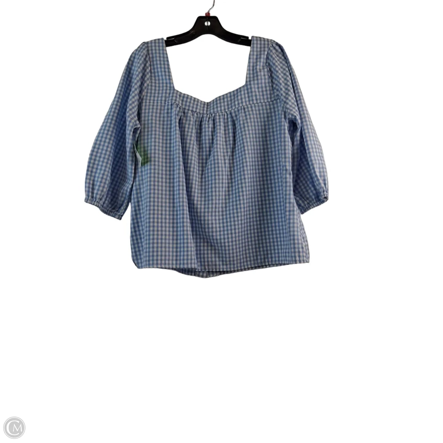 Top Short Sleeve By Sunny Leigh In Checkered Pattern, Size: L
