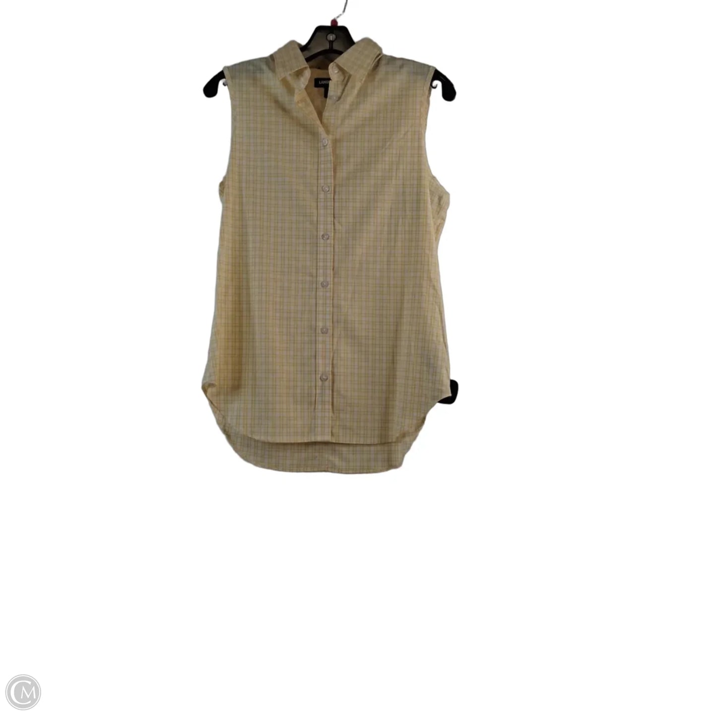 Top Sleeveless By Lands End In White & Yellow, Size: S