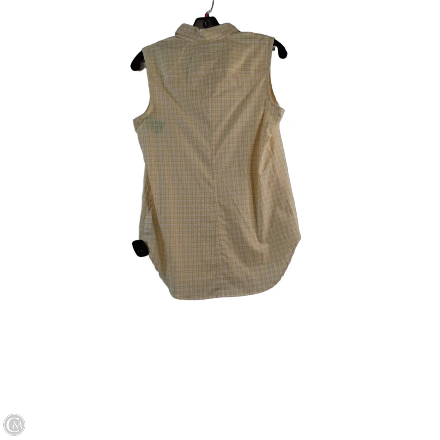 Top Sleeveless By Lands End In White & Yellow, Size: S