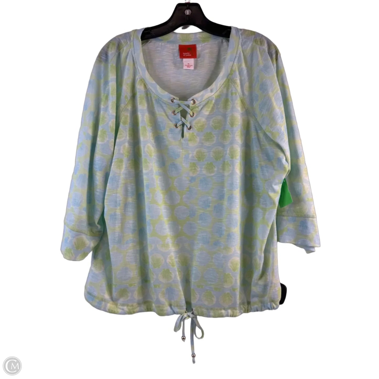 Top Short Sleeve By Hearts Of Palm In Blue & Green, Size: Xl