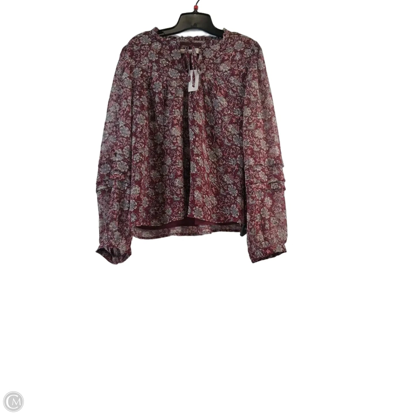 Top Long Sleeve By Loft In Maroon, Size: L
