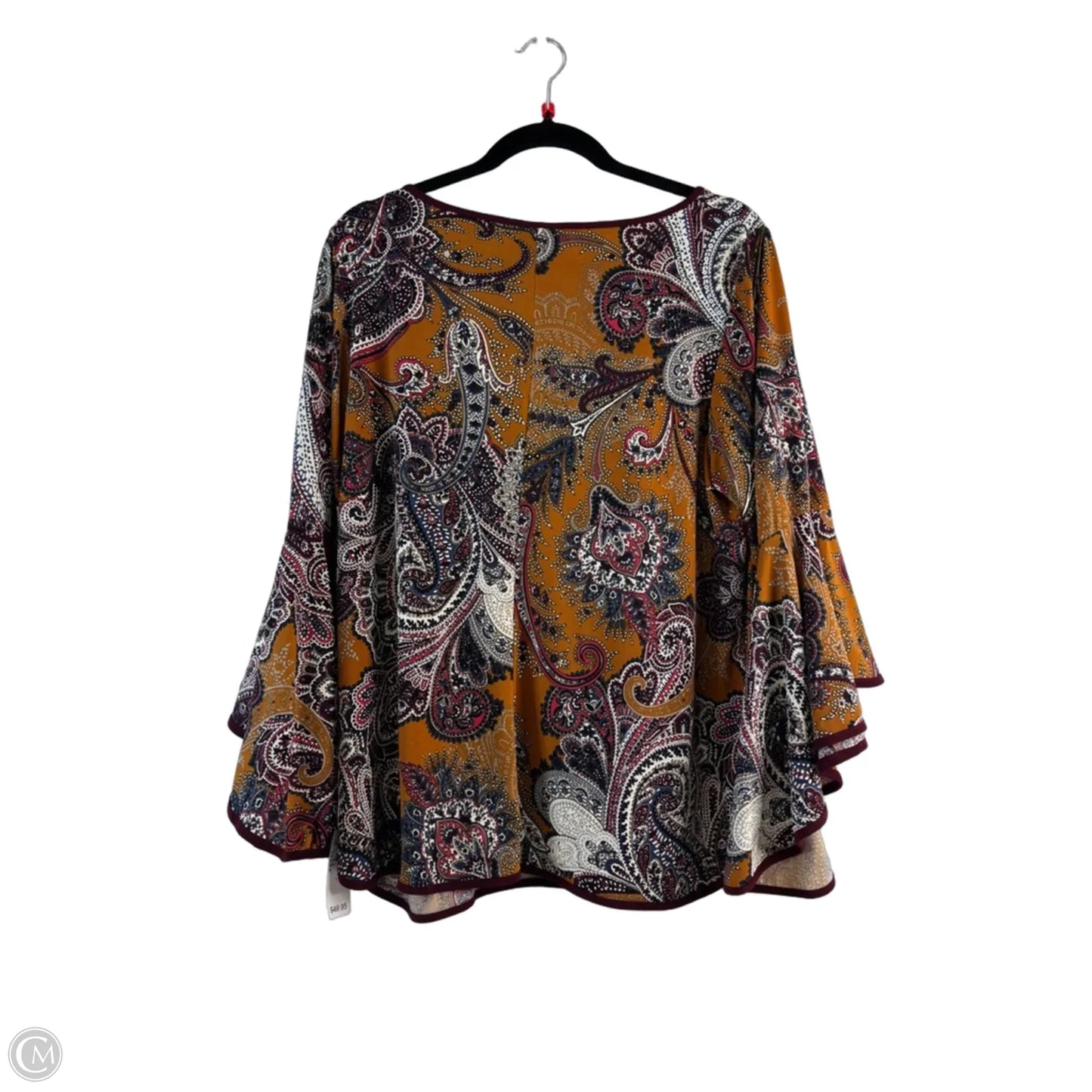 Top 3/4 Sleeve By Msk In Blue & Yellow, Size: 1x