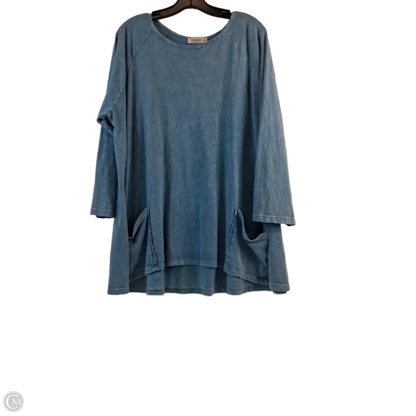 Top 3/4 Sleeve By Jess And Jane In Blue Denim, Size: Xl