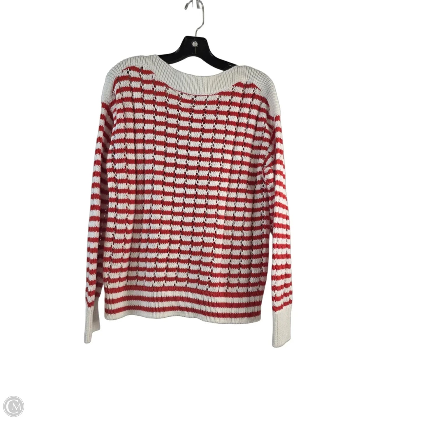 Sweater By Loft In Orange & White, Size: M