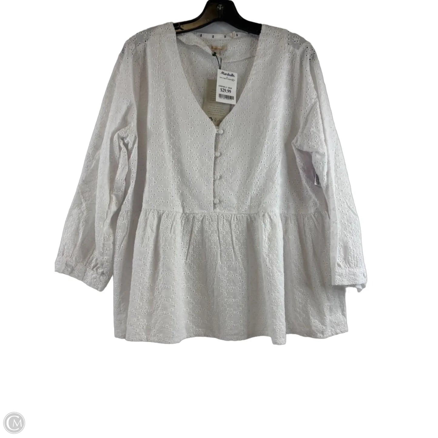 Top Long Sleeve By Barbour In White, Size: M