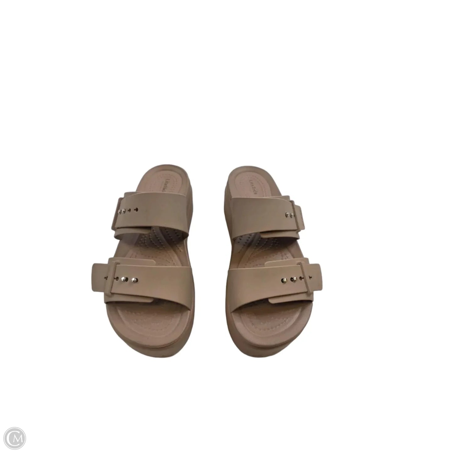 Sandals Heels Platform By Crocs In Brown, Size: 7