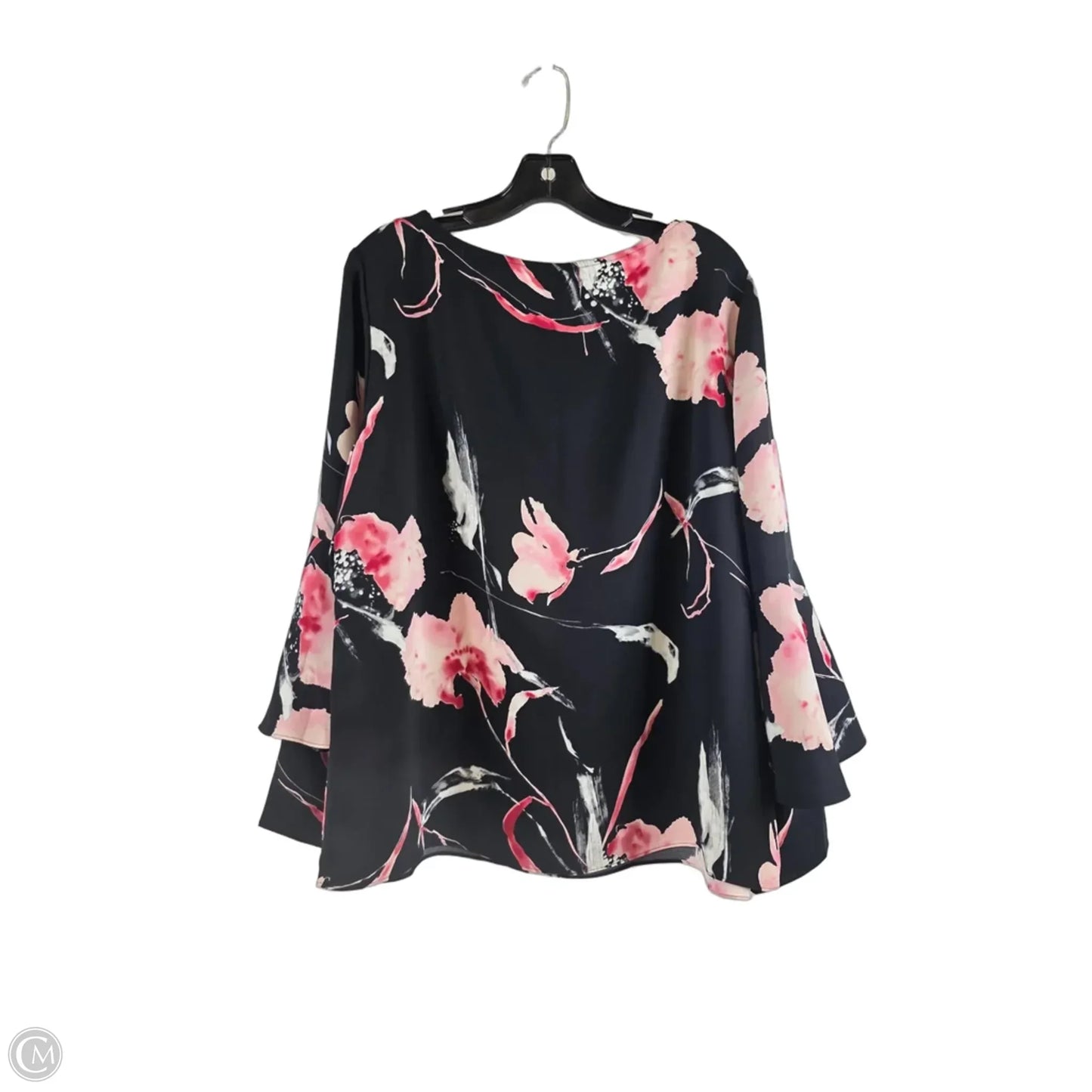 Top Long Sleeve By Chicos In Black & Pink, Size: Xl
