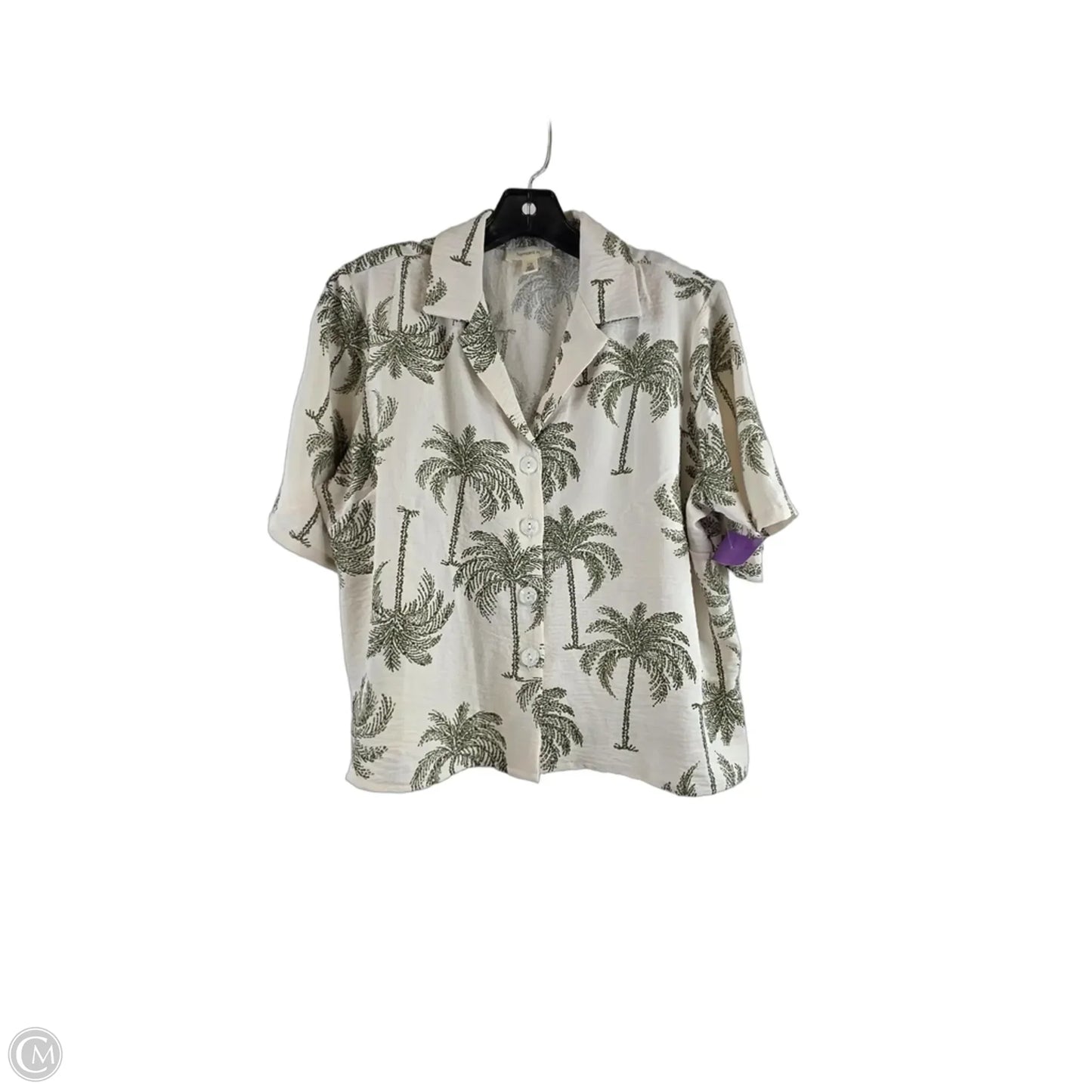 Top Short Sleeve By Tamara H In Cream & Green, Size: L