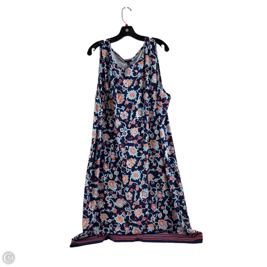 Dress Casual Midi By Talbots In Blue & Orange, Size: 3x