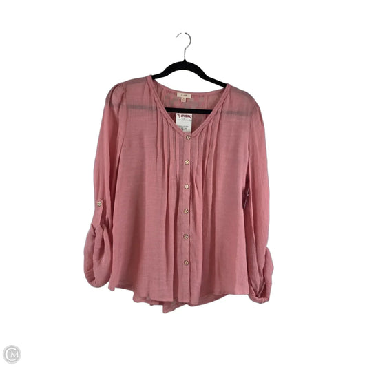 Top Long Sleeve By E&m In Pink, Size: M