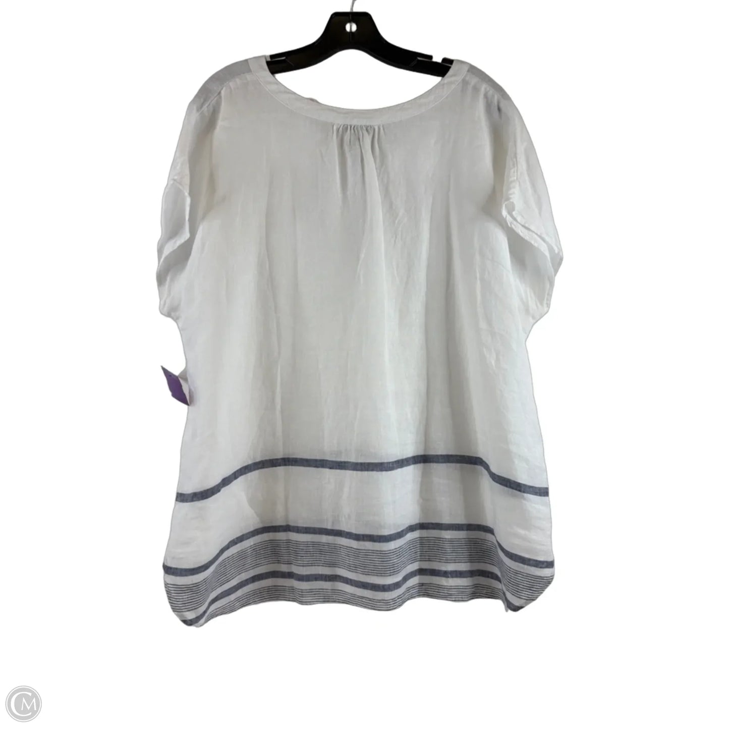 Top Short Sleeve By Talbots In Blue & White, Size: Xl