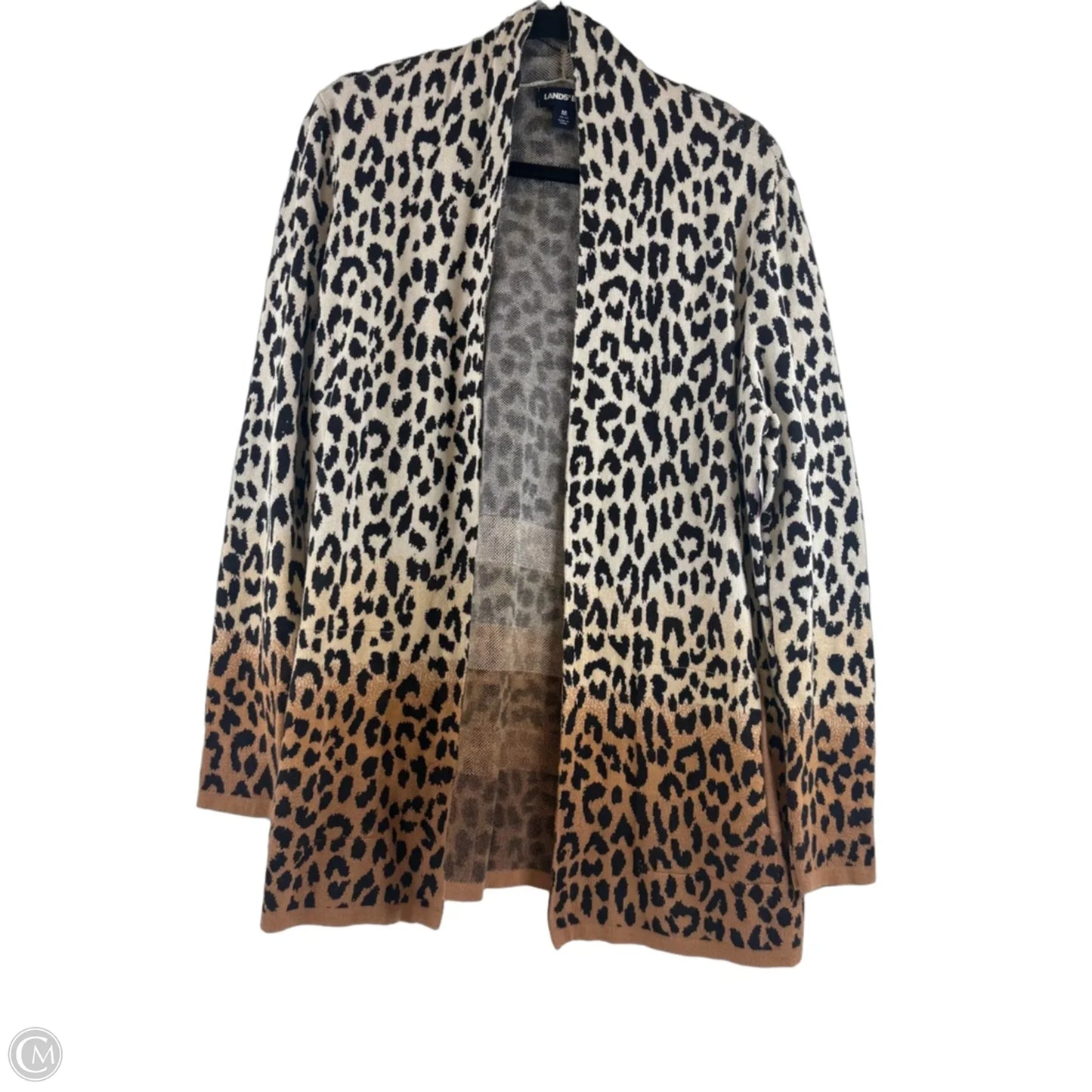 Sweater Cardigan By Lands End In Leopard Print, Size: M