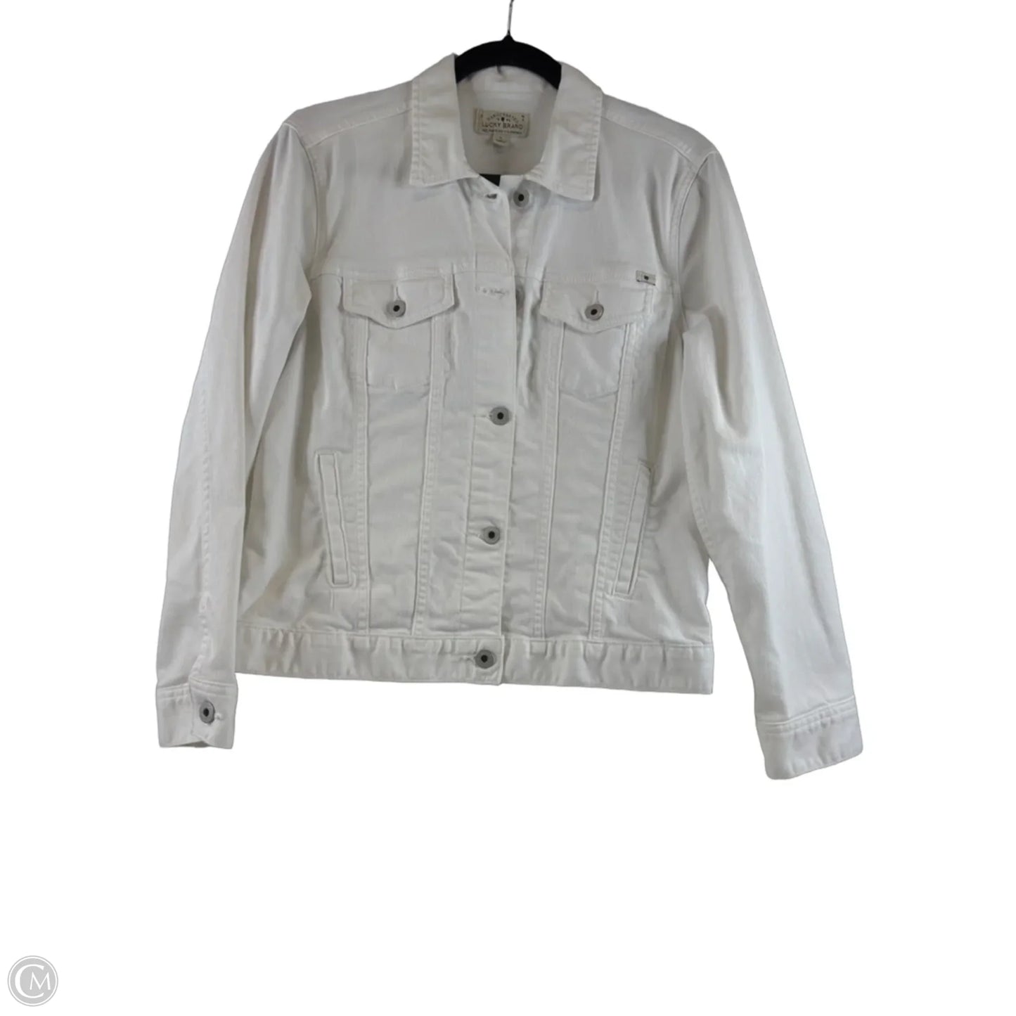Jacket Denim By Lucky Brand In White Denim, Size: L