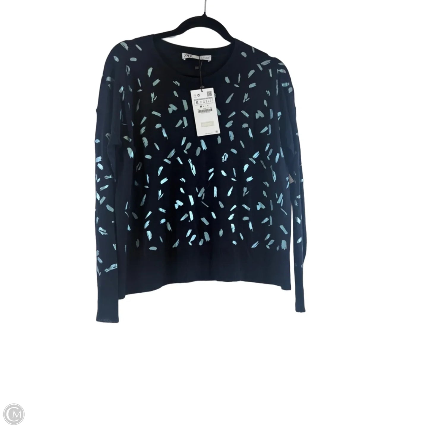 Top Long Sleeve By Zara In Navy, Size: S