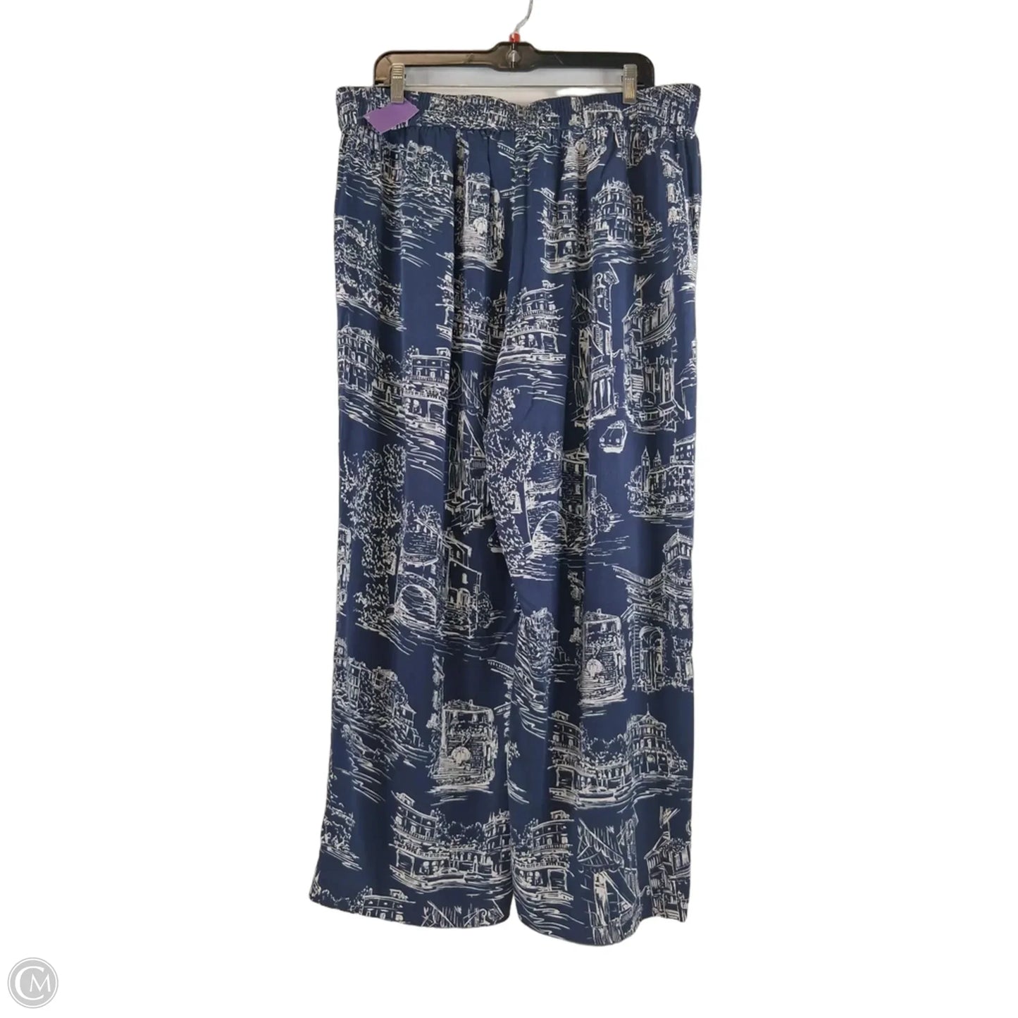 Pants Wide Leg By Talbots In Blue & White, Size: 14p