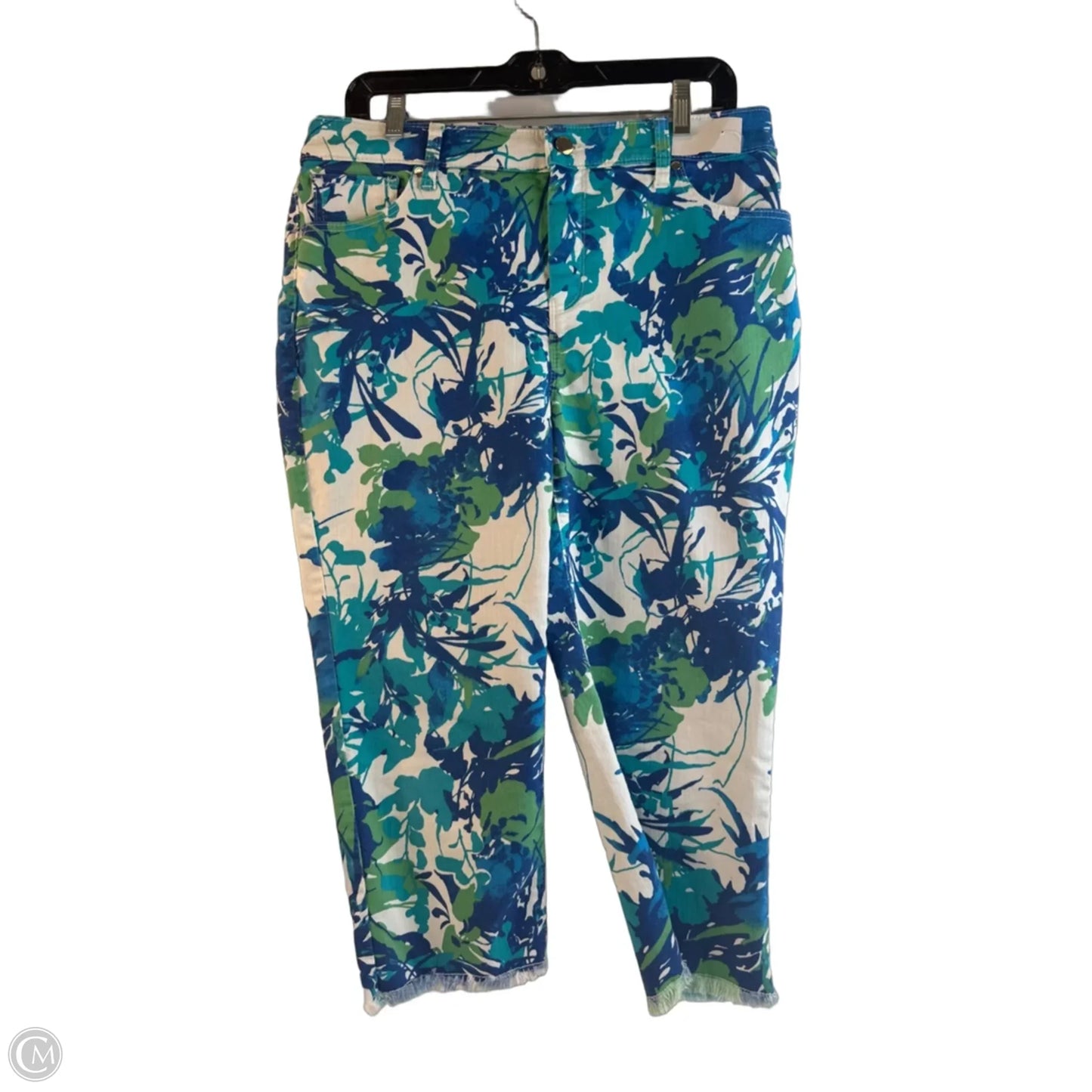 Jeans Cropped By Chicos In Blue & Green, Size: 12