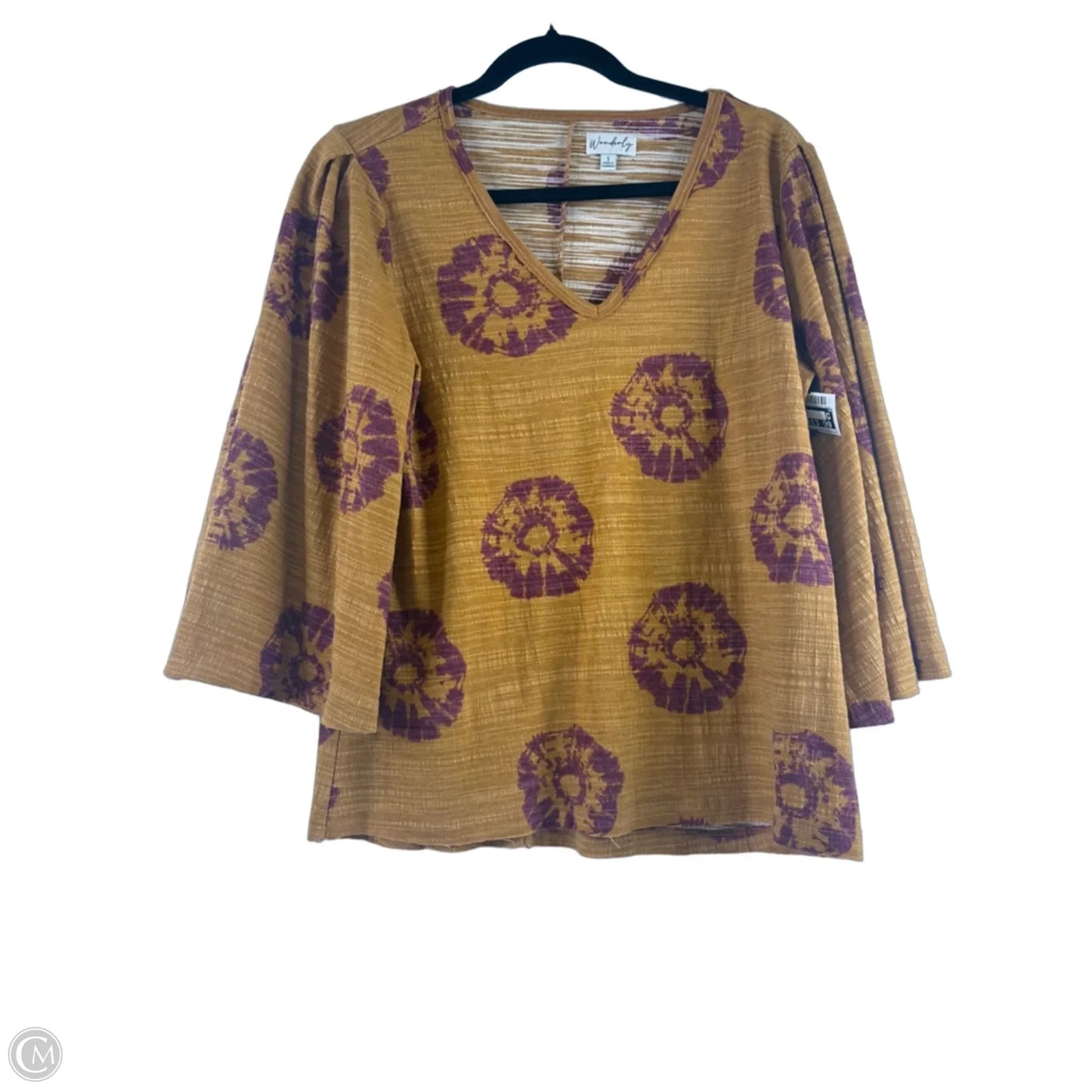 Top Short Sleeve By Wonderly In Gold & Purple, Size: S