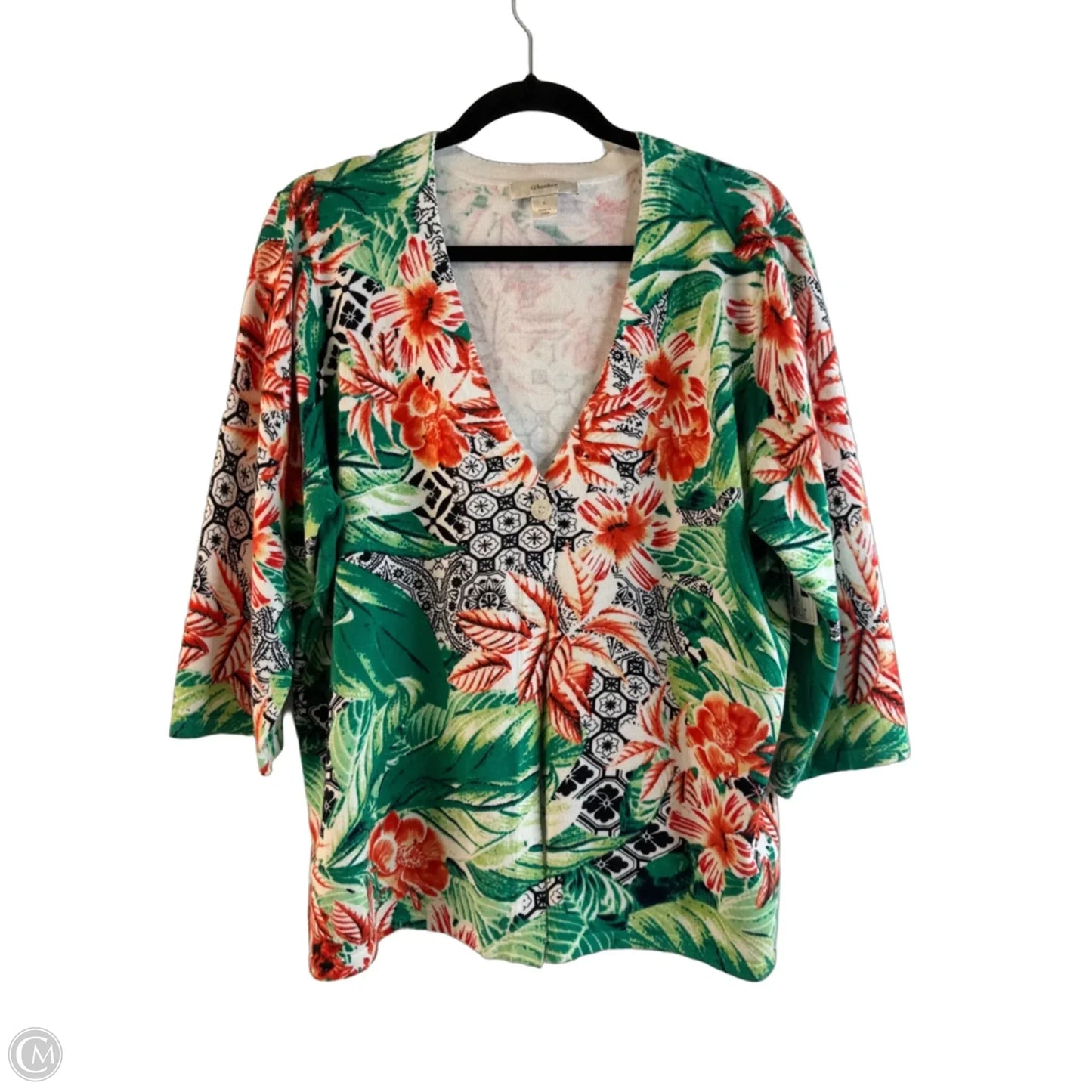 Cardigan By Cj Banks In Green & Orange, Size: Xl