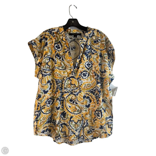 Top Short Sleeve By Cynthia Steffe In Blue & Yellow, Size: L