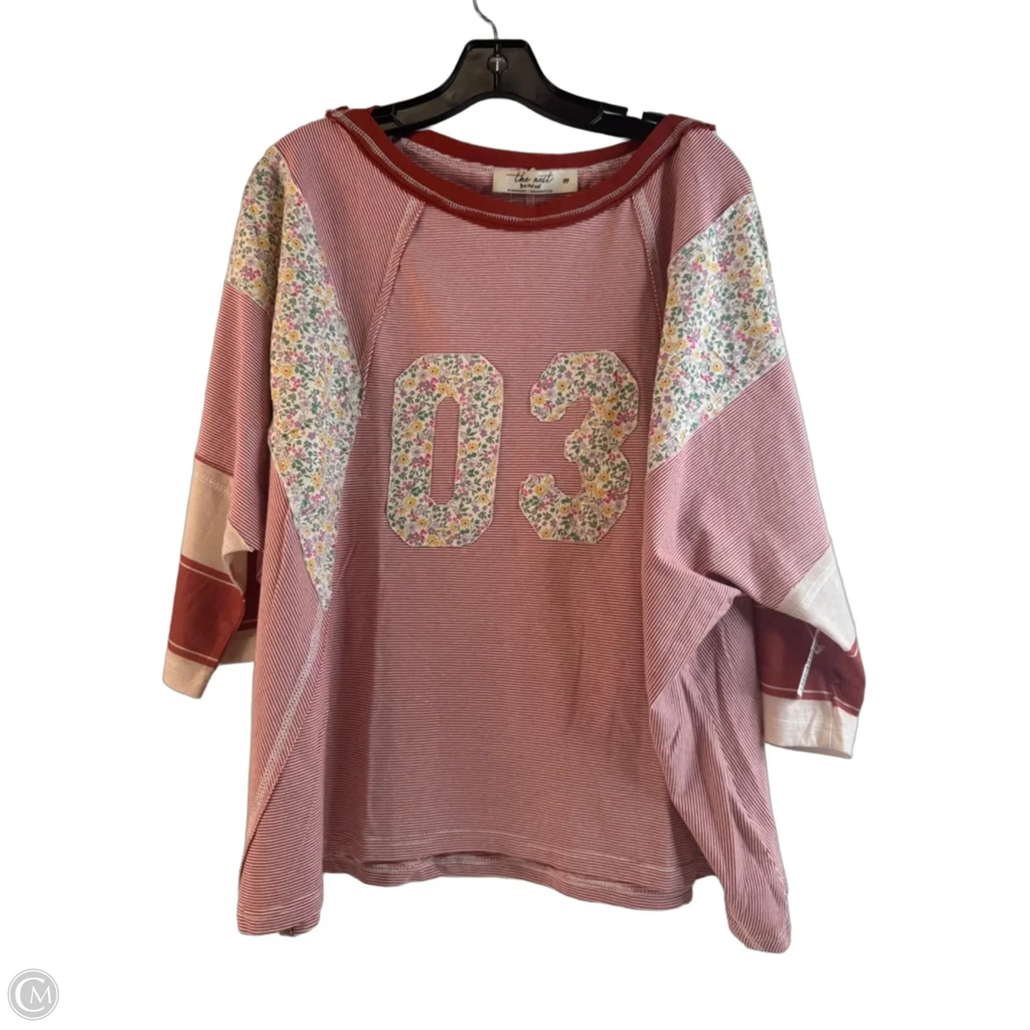 Top Short Sleeve By Three Bird Nest In Red & White, Size: M