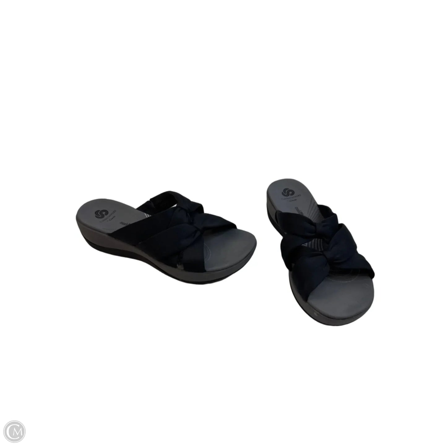 Sandals Flats By Clarks In Black & Grey, Size: 8