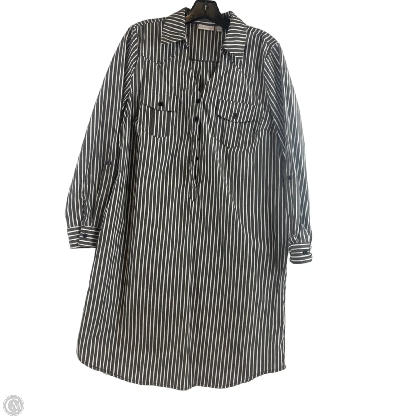 Dress Casual Midi By Westport In Grey & White, Size: L