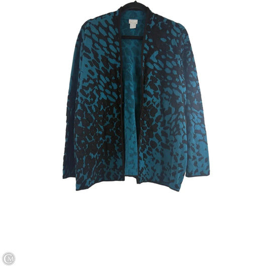 Cardigan By Chicos In Black & Blue, Size: L