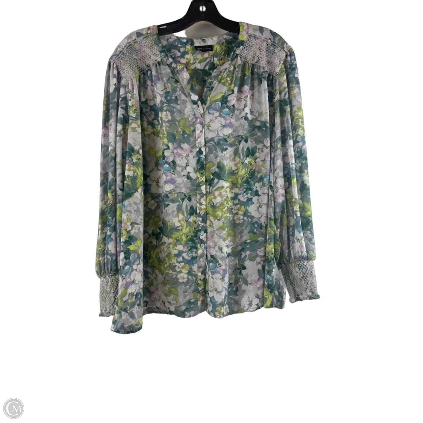 Top Long Sleeve By Jones New York In Floral Print, Size: 2x