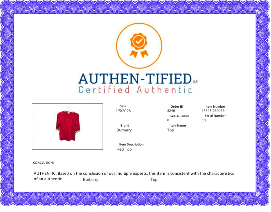 Top Long Sleeve Luxury Designer By Burberry In Red, Size: L