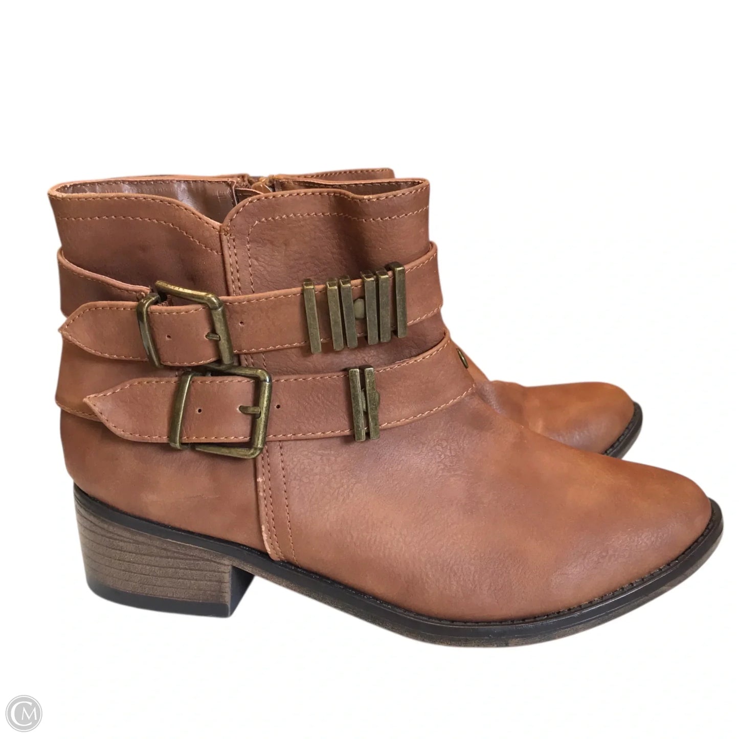 Boots Ankle Flats By Just Fab In Brown, Size: 9