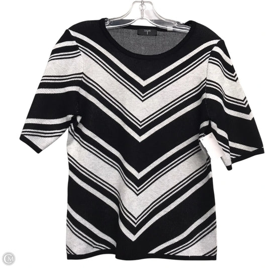 Sweater Short Sleeve By Tahari By Arthur Levine In Black & White, Size: L
