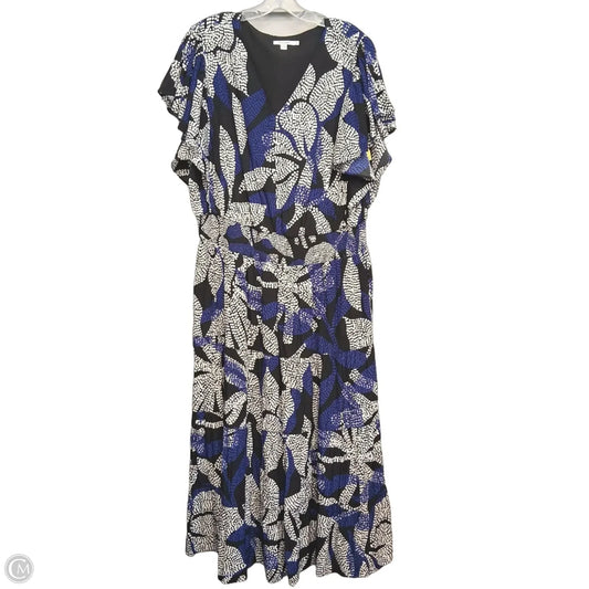 Dress Casual Maxi By Chicos In Black & Blue, Size: Xl