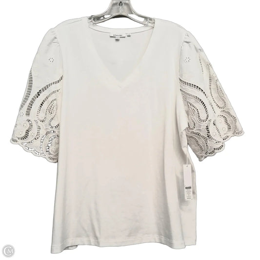 Top Short Sleeve By Chicos In White, Size: Xl