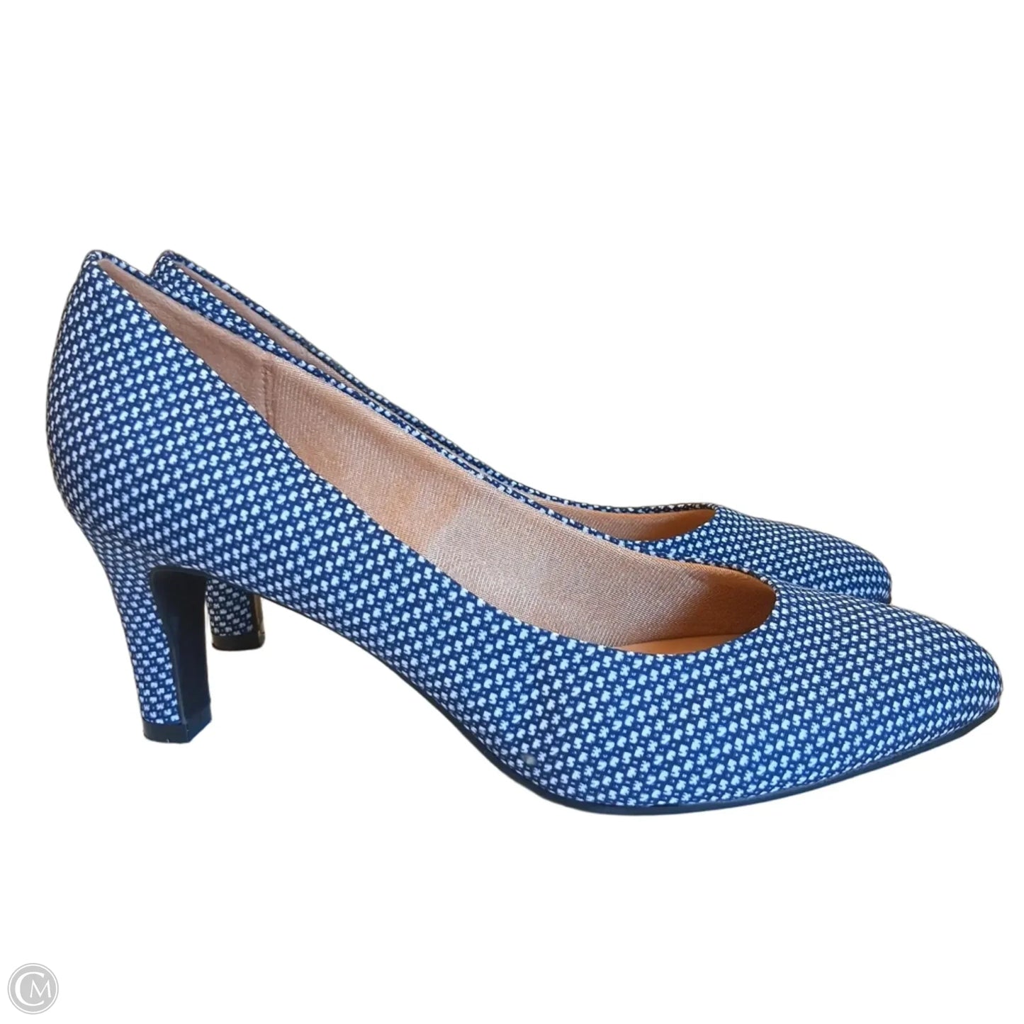 Shoes Heels Kitten By Abella In Blue & White, Size: 8.5