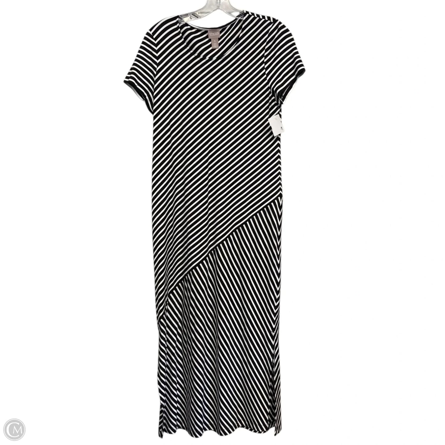 Dress Casual Maxi By Chicos In Black & White, Size: M