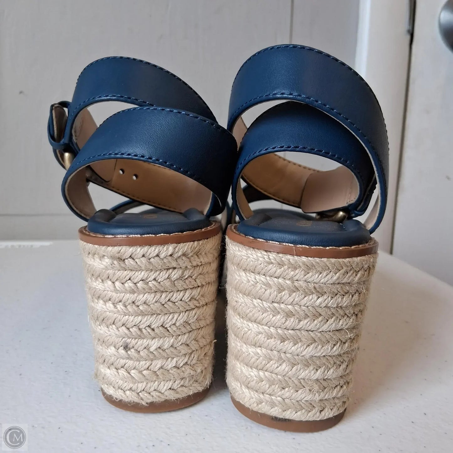 Sandals Designer By Coach In Blue & Tan, Size: 5.5