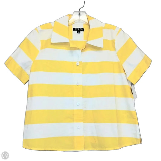 Top Short Sleeve By J. Crew In White & Yellow, Size: S