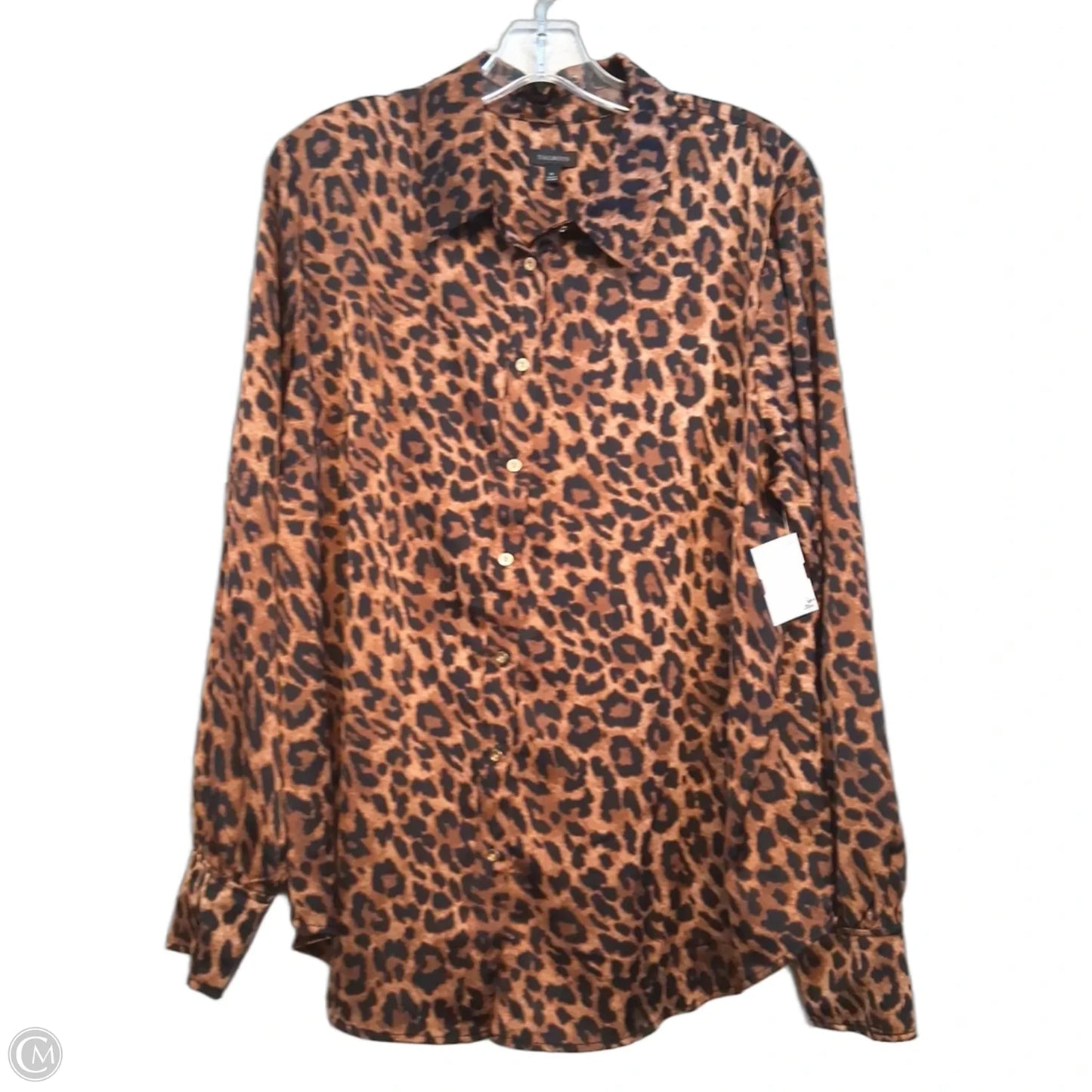 Blouse Long Sleeve By Talbots In Leopard Print, Size: Xl