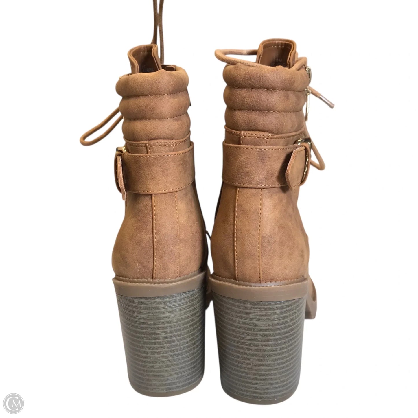 Boots Ankle Heels By Guess In Brown, Size: 9