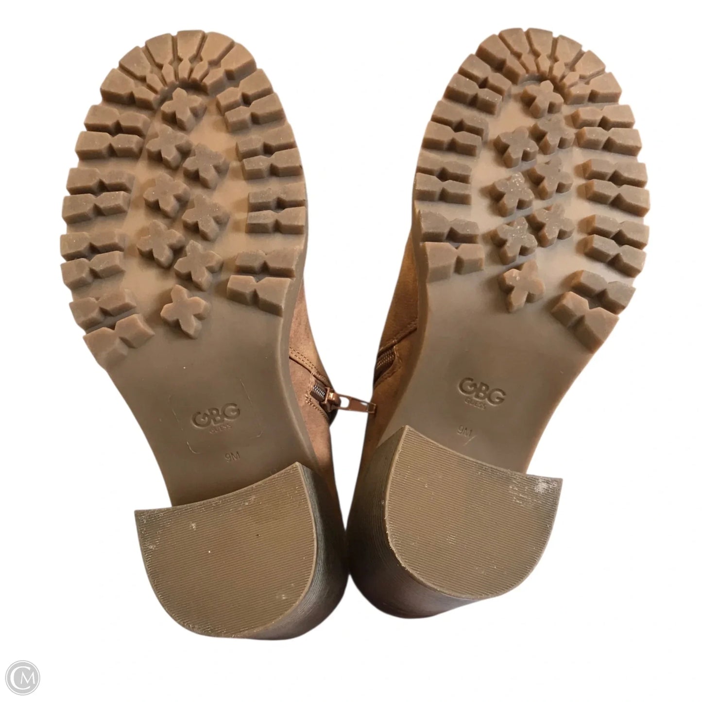 Boots Ankle Heels By Guess In Brown, Size: 9