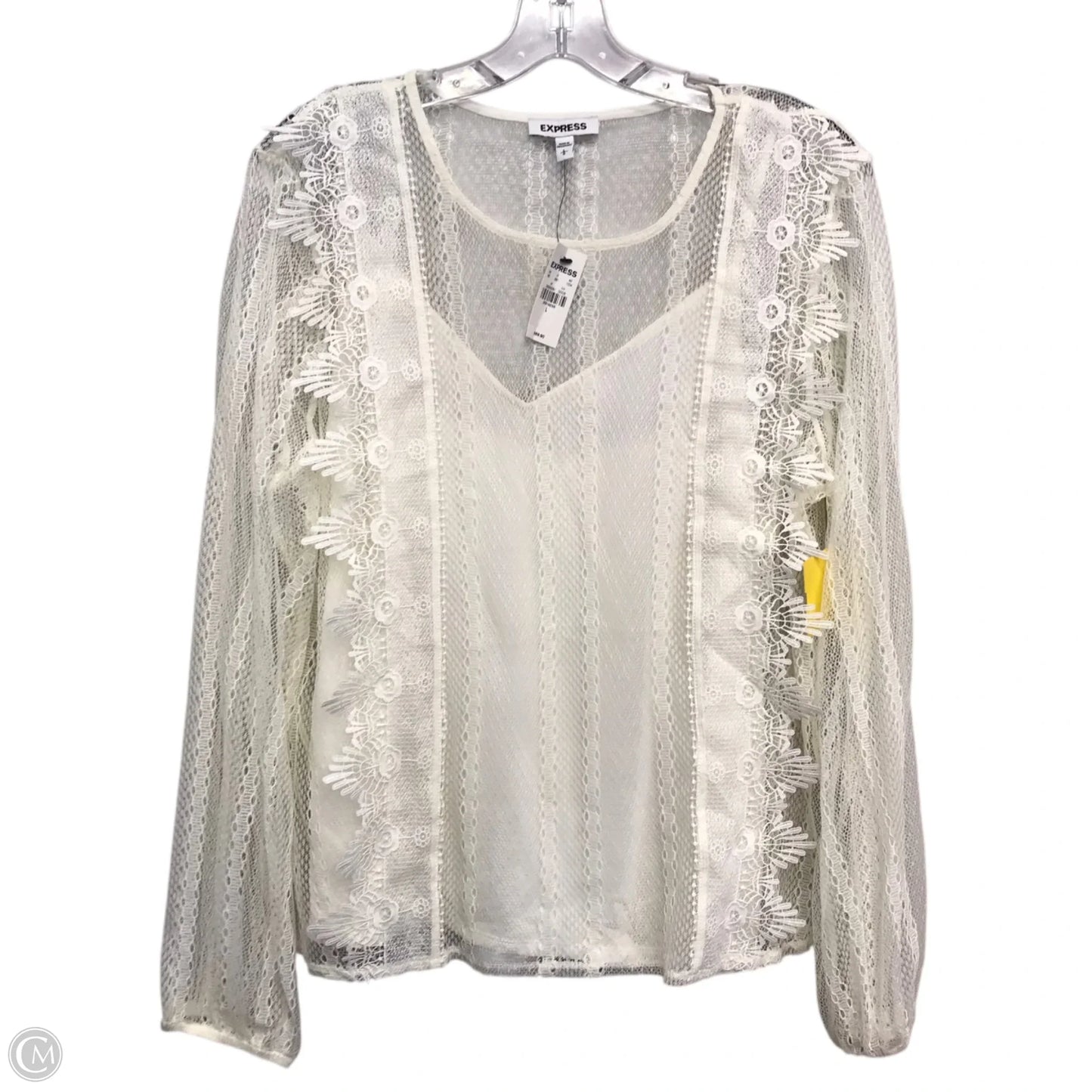 Top Long Sleeve By Express In Cream, Size: L