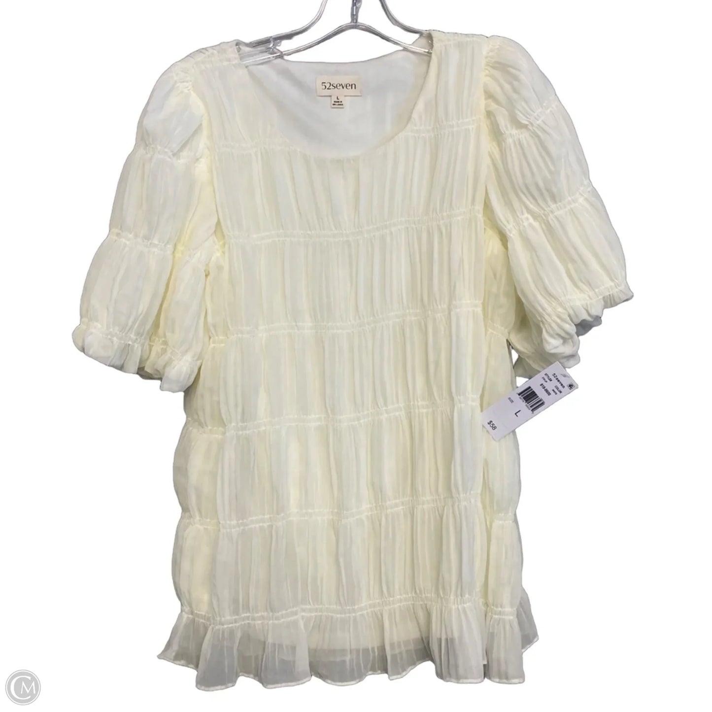 Top Short Sleeve By 52seven In Cream, Size: L