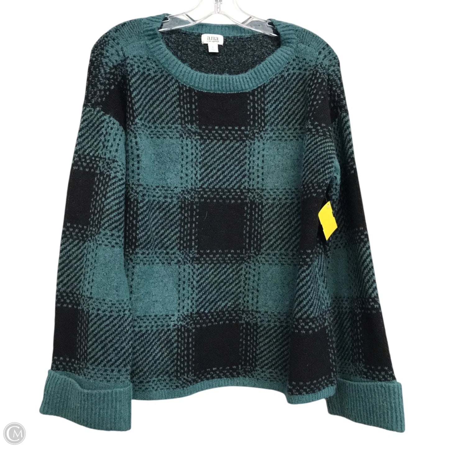 Sweater By Ana In Black & Green, Size: L